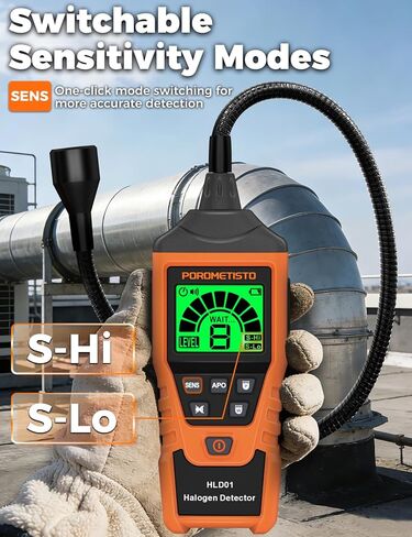 2 in 1 Rechargeable Halogen Detector POROMETISTO,Detect CFCs,HFCCS,HFCS,HFOS, 2 Sensitivity Mode Refrigerant Leak Detector Tri-Color and Alarm Function,Leak Detector for Cold Storage,Air Conditioning in Saudi Arabia