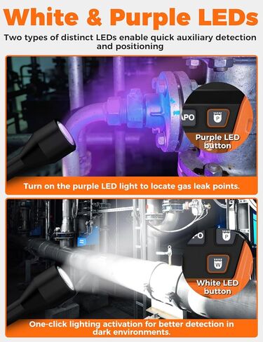 2 in 1 Rechargeable Halogen Detector POROMETISTO,Detect CFCs,HFCCS,HFCS,HFOS, 2 Sensitivity Mode Refrigerant Leak Detector Tri-Color and Alarm Function,Leak Detector for Cold Storage,Air Conditioning in Saudi Arabia