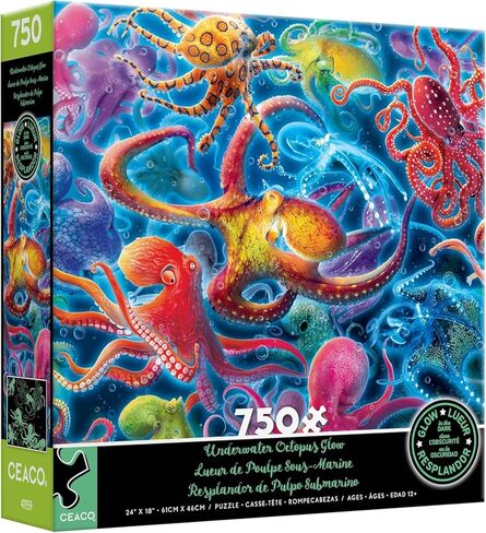 Ceaco - Glow in The Dark - Underwater Octopus - 750 Piece Jigsaw Puzzle in Kuwait