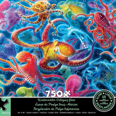 Ceaco - Glow in The Dark - Underwater Octopus - 750 Piece Jigsaw Puzzle in Kuwait
