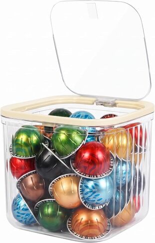 حامل قهوة Coffe Pod مع غطاء ، تخزين قرون القهوة للعداد ، صناديق منظمة تخزين الطعام الصغيرة ، صناديق بلاستيكية واضحة للمخزن ، المطبخ ، تنظيم الخزانة والتخزين in Kuwait