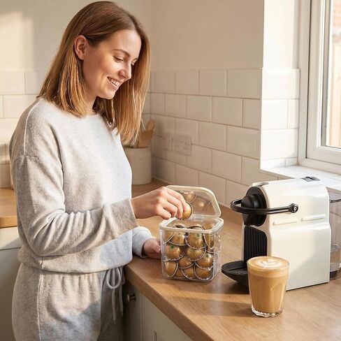 حامل قهوة Coffe Pod مع غطاء ، تخزين قرون القهوة للعداد ، صناديق منظمة تخزين الطعام الصغيرة ، صناديق بلاستيكية واضحة للمخزن ، المطبخ ، تنظيم الخزانة والتخزين in Kuwait
