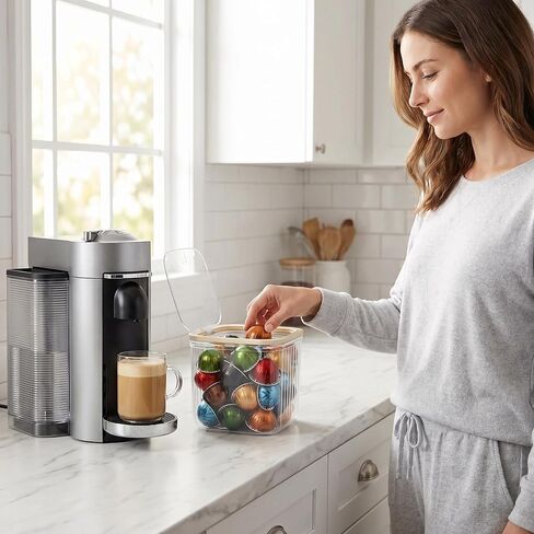 حامل قهوة Coffe Pod مع غطاء ، تخزين قرون القهوة للعداد ، صناديق منظمة تخزين الطعام الصغيرة ، صناديق بلاستيكية واضحة للمخزن ، المطبخ ، تنظيم الخزانة والتخزين in Kuwait