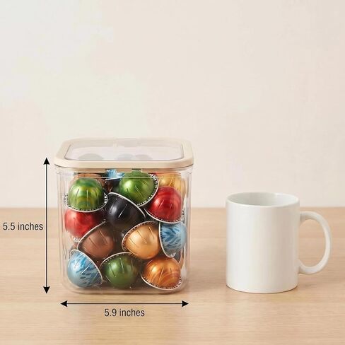 حامل قهوة Coffe Pod مع غطاء ، تخزين قرون القهوة للعداد ، صناديق منظمة تخزين الطعام الصغيرة ، صناديق بلاستيكية واضحة للمخزن ، المطبخ ، تنظيم الخزانة والتخزين in Kuwait
