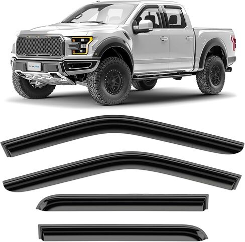 CLIM ART Incredibly Durable Rain Guards Compatible with Ford F150 2015-2026 SuperCab, Original Tape-on Window Deflectors, Vent Deflector, Vent Window Visors for Cars, Dark Smoke, 4pcs - 415009f2 in Kuwait