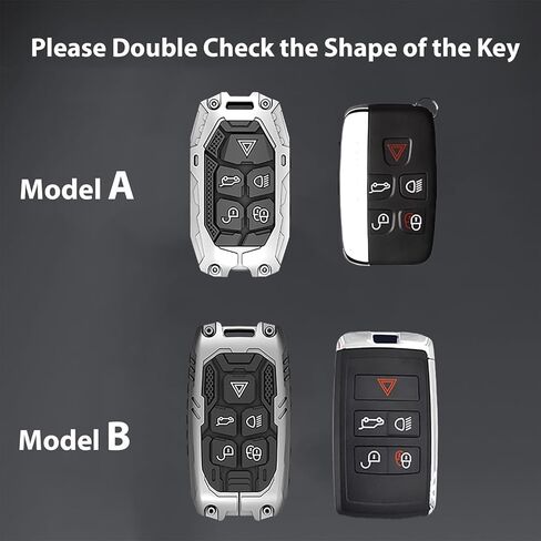 Mech Style Heavy Metal Key Fob Cover, Compatible with L-Rover 2018-2025~, Fit for Rover Evoque LR2 LR4 Discovery Velar Sport Jaguar XE, Zinc Alloy Key Case Protector (ModelB,Grey,w/o line) in Saudi Arabia