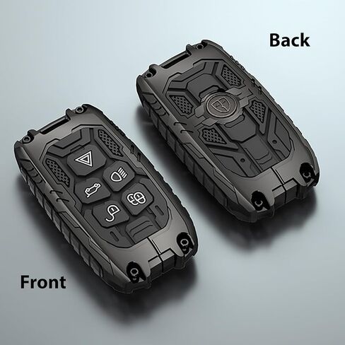Mech Style Heavy Metal Key Fob Cover, Compatible with L-Rover 2018-2025~, Fit for Rover Evoque LR2 LR4 Discovery Velar Sport Jaguar XE, Zinc Alloy Key Case Protector (ModelB,Grey,w/o line) in Saudi Arabia