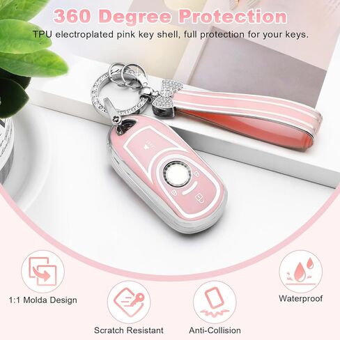 PIFOOG Key Fob Cover Fit for Buick Encore GX Preferred Regal Pink 4 أزرار مفاتيح السيارة شل حافظة Bling Keychain أغطية حماية كاملة إكسسوارات جرلي نساء لطيف Tpu in Kuwait