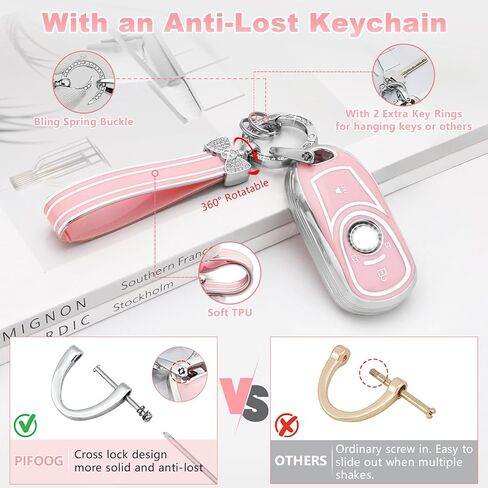 PIFOOG Key Fob Cover Fit for Buick Encore GX Preferred Regal Pink 4 أزرار مفاتيح السيارة شل حافظة Bling Keychain أغطية حماية كاملة إكسسوارات جرلي نساء لطيف Tpu in Kuwait