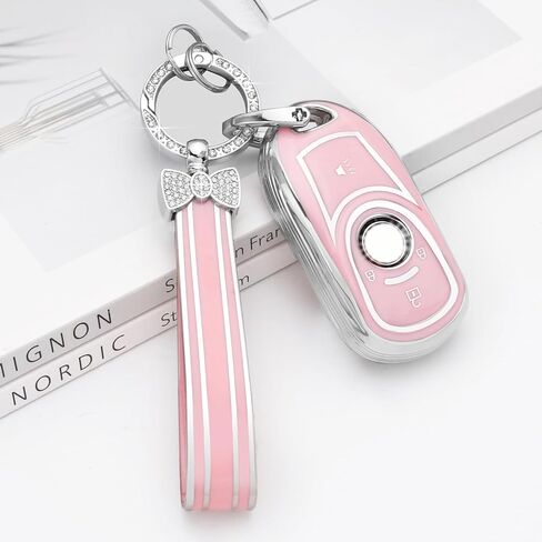 PIFOOG Key Fob Cover Fit for Buick Encore GX Preferred Regal Pink 4 أزرار مفاتيح السيارة شل حافظة Bling Keychain أغطية حماية كاملة إكسسوارات جرلي نساء لطيف Tpu in Kuwait
