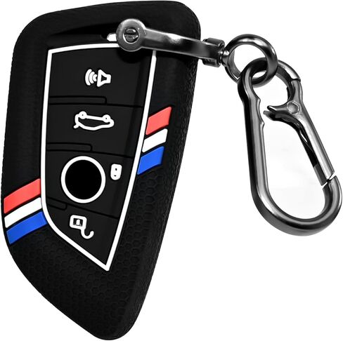 Striped Silicone Key Cover, Key Protector Shell Case with Keychain for BMW 2 4 5 6 7 Series X1 X2 X3 X4 X5 X6 M M8 M7 M6 M5 M4 M3 M2 M1 430i 340i 840i (2015-2023 Models) (1Pack) in Saudi Arabia