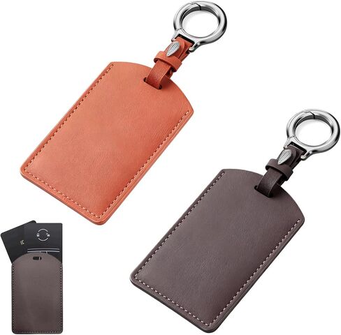 Key Card Holder for Model 3/Y/S/X, Premium Leather 2 Pack Card Key Holder Protective Case, Two-Color Combo Pack, perfect for Model 3/Y/S/X Card & Other Standard Size Cards (Orange+Brown) in Kuwait