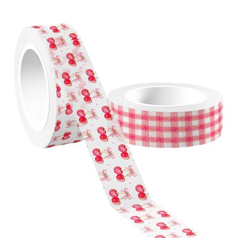 12 Rolls Pink Cherry Bow Washi Tape Set, Sweet Coquette Bowknot Plaid Pattern Decorative Masking Tapes for Scrapbook, Journaling, Planner, DIY Art Crafts, Gift Wrapping, Card Making, Girls Birthday in Saudi Arabia