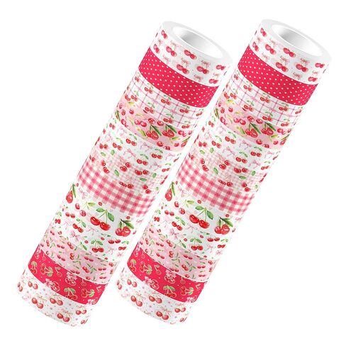 12 Rolls Pink Cherry Bow Washi Tape Set, Sweet Coquette Bowknot Plaid Pattern Decorative Masking Tapes for Scrapbook, Journaling, Planner, DIY Art Crafts, Gift Wrapping, Card Making, Girls Birthday in Saudi Arabia