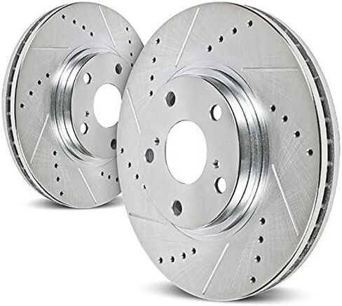 دوارات الفرامل الخلفية PowerStop Evolution لسيارة شيفروليه سيلفرادو 2500 HD 2011-24 |Silverado 3500 HD 2011-24 |Suburban 3500 HD 2016-19 - ترقية دوارات قرص الأداء المحفورة والمشقوقة، AR82155XPR in Kuwait