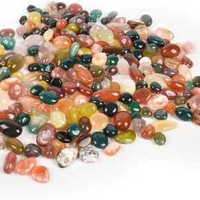 Colorful Agate Stones Mixed Natural Tumbled Stone 0.3"-0.5" Polished Pebble Beads for Vase Fillers, Landscape Decoration, Crystal Healing (24 Ounce) in Kuwait