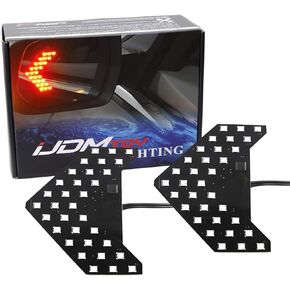 iJDMTOY Pair Dynamic Sequential 3-Step Flash 33-SMD LED Circuit Board Panels for Behind The Side Mirror Turn Signal Retrofit, Amber Yellow
