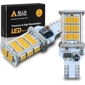 Alla Lighting T15 Base 912 921 LED Bulbs, Amber Yellow Turn Signal, Trunk Cargo, Marker Lights 921Y W16W 922 906 912K 12V Upgrade for Cars, Trucks
