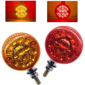 Double Face LED Turn Signal 3" Round Lights for Semi Trailers,Trucks, Kenworth, Peterbilt, Freightliner (2PCS)
