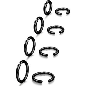 YADOCA 8 Pieces Clip On Earrings For Men Women Non-Piercing Fake Earrings Stainless Steel Clip On Hoop Earring Cool Earrings Ear Clips Set for Gifts