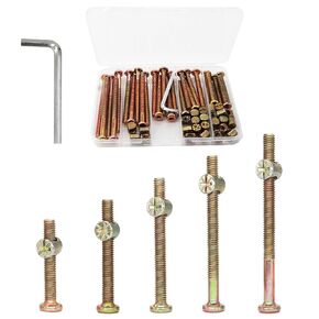 M6 Baby Crib Hardware Replacement Kit, cSeao 50pcs Socket Cap Bolts Barrel Nuts Assortment Kit for Bunk Bed Furniture Chairs, M6x20mm/ 30mm/ 40mm/ 50mm/ 60mm