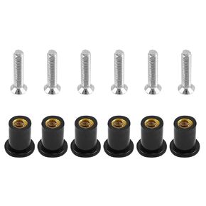 24PCS M5 Neoprene Well Nut with Stainless Steel Pozi Screw (M5 x 25mm), Brass Bolt Well Nut Kit for Motorcycle Windscreen Kayak Boats
