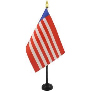 AZ FLAG Liberia Table Flag 4'' x 6'' - Liberian Desk Flag 15 x 10 cm - Golden Spear top