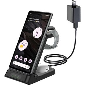 محطة شحن لاسلكية لـ Google، شاحن لاسلكي 3 في 1 لساعة Google Pixel، Pixel 8/7/6 (pro)/7a/5/4، Pixel Buds Pro أجهزة متعددة (ليست لـ Pixel Watch 2) in Kuwait