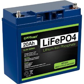 ExpertPower 2 Pack 12V 20Ah Lithium LiFePO4 Deep Cycle Rechargeable Battery | 2500-7000 Life Cycles & 10-Year Lifetime | Built-in BMS | Perfect for RV, Solar, Marine, Overland, Off-Grid Applications