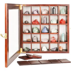 Rock Collections Box for Kids - Shadow Box Display Cases with Door - Rock Display case for Collectibles - Rock Collection Storage - Display Shelf for Collectibles in Kuwait