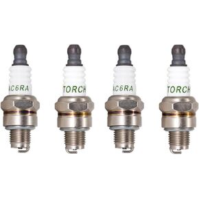 4 PCS TORCH CMR6A Spark Plug Replace for NGK CMR6A/1223 Spark Plug, for Champion 978/RY4C RY4CT10, for Autolite 4194 Spark Plug, for Brisk 3158 SR15C, OEM