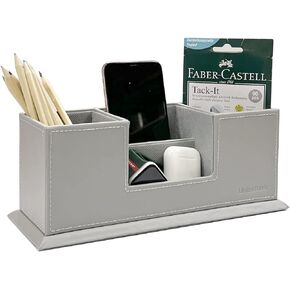 UnionBasic Desk Organizer, Desktop Caddy Leather Multi-compartment Pen Holder Office Stationer Organizer, Black