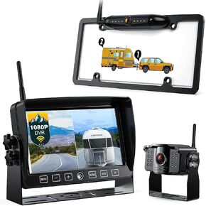 Wireless Backup Camera System: 7" HD 1080P Recording Monitor Truck Trailer Hitch Rear View Camera Waterproof Stable Digital Signal Parking Lines for Car RV Xroose CMK2 in Kuwait