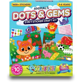 Craftikit® 10 Dots & Gems Easter Crafts for Kids Ages 3-5, Kids Gem Art & Dot Stickers for Toddlers Activities, Preschool Easter Bunny Basket Stuffers, Easter Gifts for Girls and Boys
