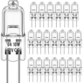DORESshop Halogen Light Bulbs, 10 Pack G4 Bulb, Halogen Light Bulbs 2 Pin 12V 20W T3 Bi-Pin G4 Base 350lm Long Lifetime Dimmable 3000K Halogen Bulbs for Under Cabinet Puck Light, Chandeliers