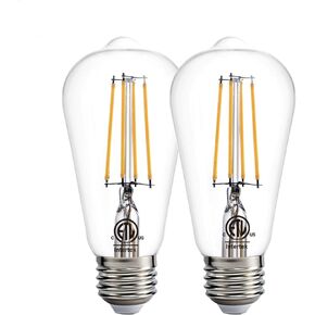 لمبة أضواء LED من الغسق إلى الفجر، لمبة مستشعر خلية ضوئية، تشغيل/إيقاف تلقائي، ST58 ST19 60W استبدال Edison، E26 8W 800lm، أبيض دافئ 2700K لتركيبات الإضاءة الجدارية الخارجية، حزمة من 2