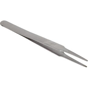 Erem EROP2ASA Stainless Steel Straight Tweezer, Large Flat Round Tip, Anti Magnetic, 4.75" Overall Length
