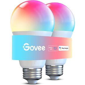 مصابيح الإضاءة الذكية Govee 1200 لومن، مصابيح إضاءة متغيرة اللون RGBWW قابلة للتعتيم، تعمل مع مساعد Alexa وGoogle، لمبة أضواء ملونة، 12 وات 85 وات مكافئة A19 لمبات LED لغرفة النوم وغرفة المعيشة، عبوتان
