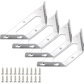 4PCS Trapeziform Angle Brackets， Stainless Steel Multifunction Triangle Corner Brace, Triangular Flange Angle Bracket Mending Pla