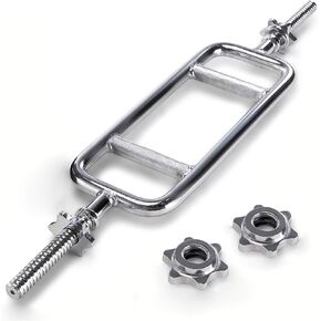 uyoyous Weight Bar 34 Inch Olympic Tricep Bar Standard Solid Steel Threaded Triceps Training Bar fits 1 Inch Weight Plates With 2 Ring Collars for Home Gym Weightlifting