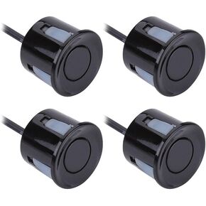 Qiilu 4pcs Reverse Backup Parking Rear Bumper Park Assist Object Sensor Black for Most Vehicles