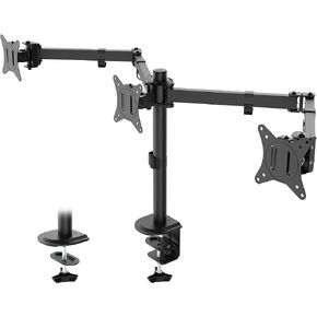 Triple Monitor Mount, 3 Monitor Desk Mount for 3 Screens up to 24 inches, Fully Adjustable VESA Monitor Stand (IMT66-03), Black
