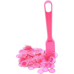 Treasure Gurus 100 Pink Magnetic Bingo Chips Magnetic Wand Plastic Hard Paper Card Markers