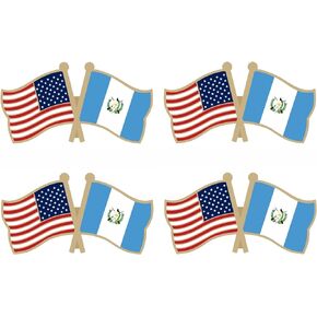USA and Guatemala Crossed Double Flag Lapel Pins Small Mini Guatemalan National Friendship Pin Badge, 4PCS
