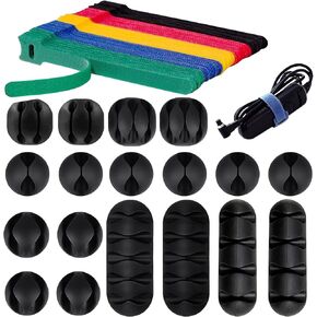 140 حزمة مجموعة إدارة سلك الكابل، DPISILYY 120+20 ربط حلقة ربط الكابلات وأشرطة شاحن منظم سلك للكابلات الفوضوية المكتبية وملحقات الكمبيوتر الشخصي in Kuwait