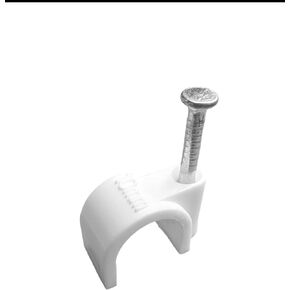 Nail Clamps | Pack 100 Hooks | Fixed Antenna Cable 5/16" 8 mm | Fasten Round Cable | Wall Cable Clips | White Plastic Staples | Grailions 5/16" 8mm | Support Clips