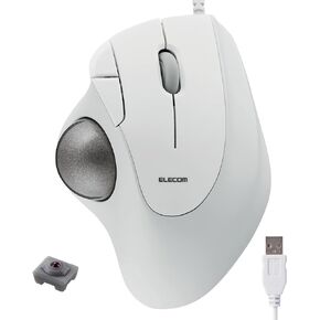 ELECOM Ergonomic Comfort Design Trackball IST Wired USB-A Connection, Smooth Tracking with Ruby Ball Bearing, 36mm Ball, Thumb Control, Compatible for Windows, PC, and Mac White (M-IT10URWH)