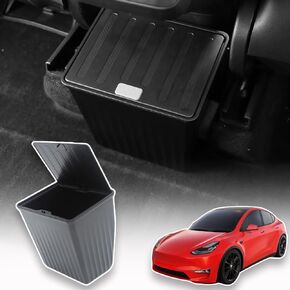 Rear Trash Can for Tesla Model Y Accessories 2021 2022 2023 Rear Center Console Organizer Rear Seat Storage Box Garbage Can with Larger Capacity and Push-to-Open Lid Design