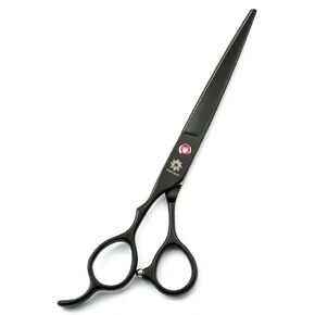 مقصات قص/تقطيع شعر الكلاب باليد اليسرى مقاس 7/8 بوصة، مقص تخفيف/مزج/تركيب 440C ياباني للعناية بالحيوانات الأليفة، 23 سنًا على شكل هيكل السمكة (مقص قطع أسود مقاس C-7 بوصة) in Kuwait