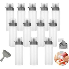 12 PCS Porous Condiment Squeeze Bottle for Sauces, Refillable Salad Dressing Bottles, 5 Hole Ketchup Squeeze Bottles Container, Syrup Squirt Bottle Dispenser for BBQ Oil Sauce, Ketchup, Salad, 6oz in Saudi Arabia